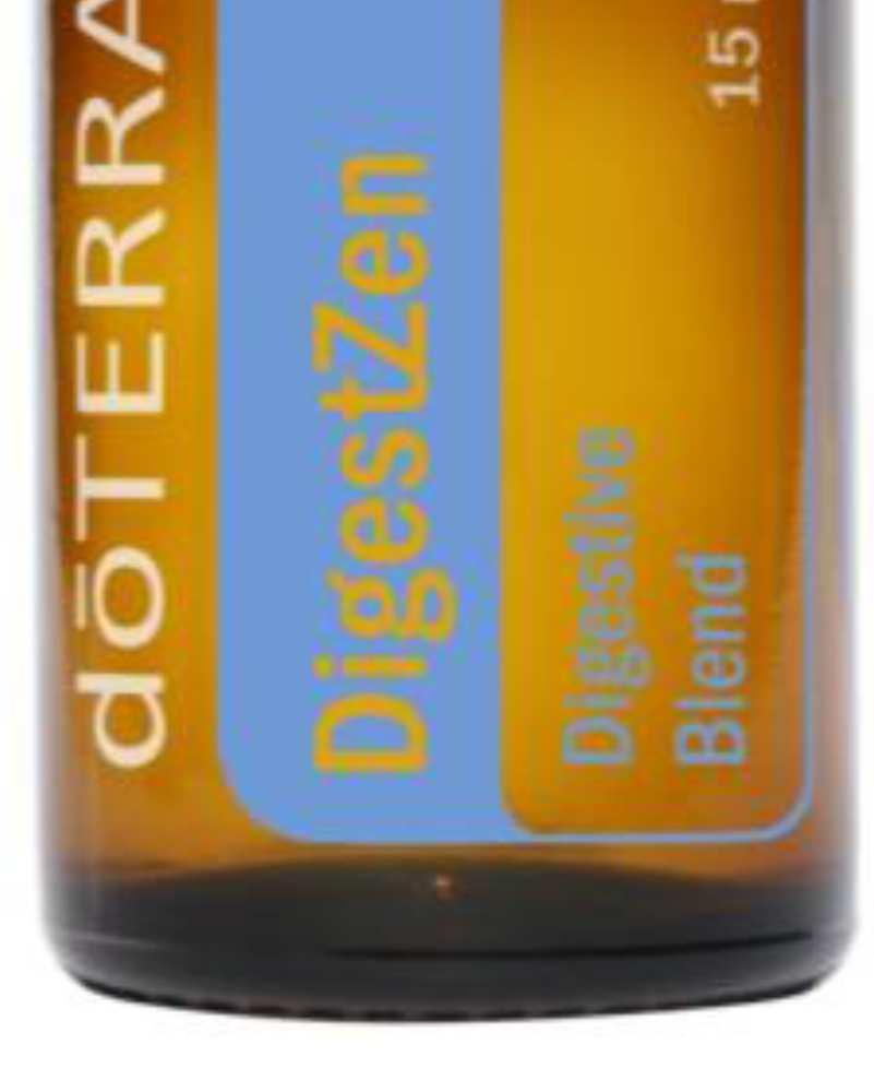 Mistura digestiva DigestZen 1. Dissolva 1 gota de DigestZen num pouco de óleo de coco e massaje a barriga para alívio digestivo ocasional. 2.