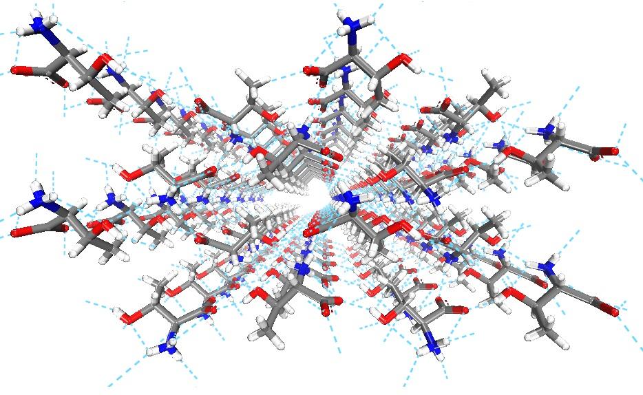 23 3.2 Propriedades Estruturais 3.2.1 Estrutura A estrutura cristalina da l-treonina (com fórmula química C 4 H 9 NO 3 ), a temperatura ambiente, foi determinada por Shoemaker et al.