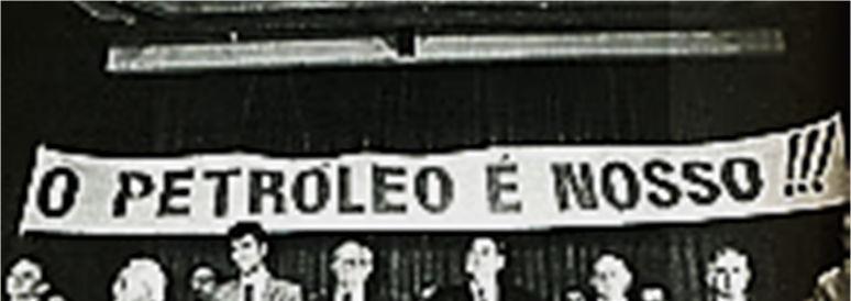 02- Analise a imagem. Os slogans, presentes na imagem, indica um debate acerca da exploração do petróleo.