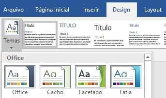 Faça uma transformação instantânea no seu documento Com os conjuntos de estilos e temas você altera completamente a aparência do seu documento em um instante.