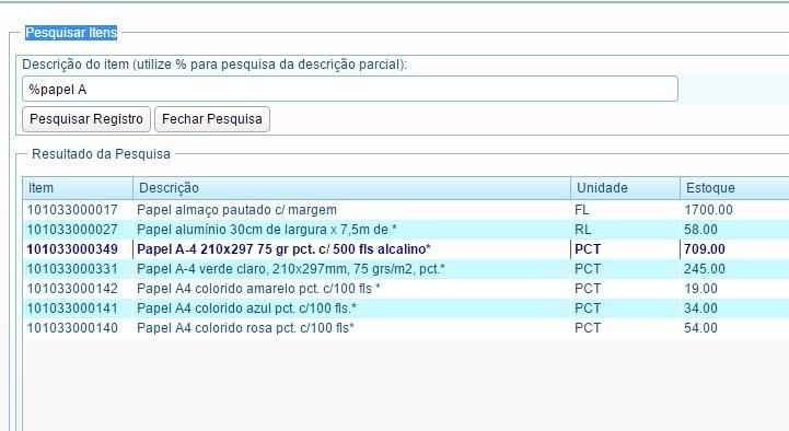 O sistema irá listar todos os O produtos sistema em irá listar que aparece todos os o termo produtos papel em A.