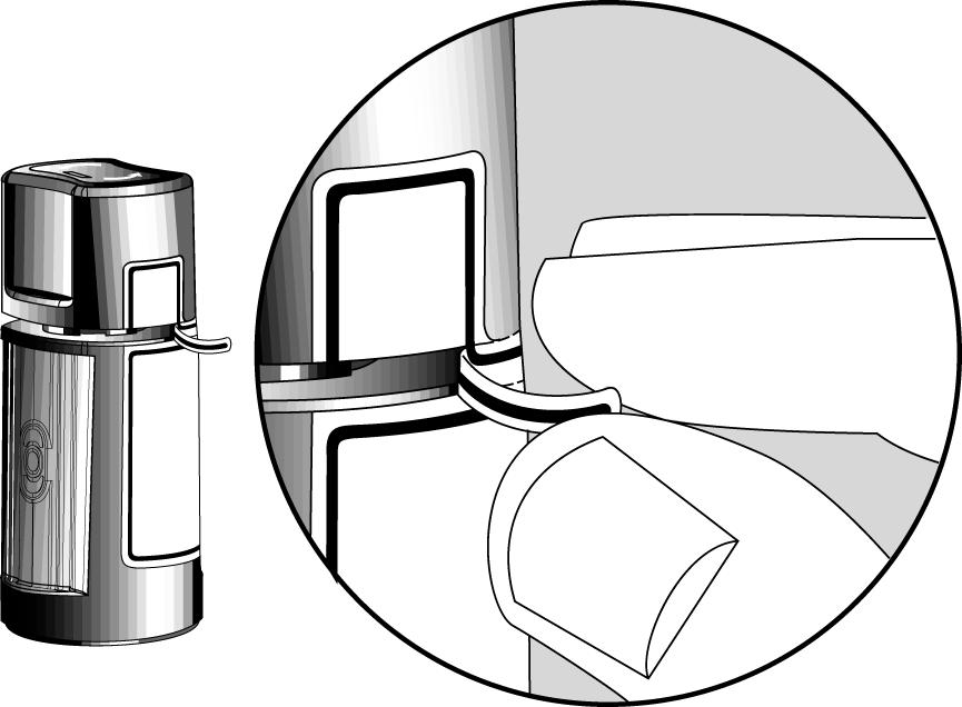 2. Retirar a fita de segurança para quebrar o lacre. Espaço Área de Compressão do Dedo 3.