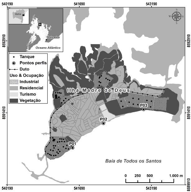 USO E OCUPAÇÃO O SOLO DA ILHA DE MADRE DE DEUS O município de Madre de Deus está localizado na porção Norte da Baía de Todos os Santos (BTS) e faz parte da Região Metropolitana de Salvador.