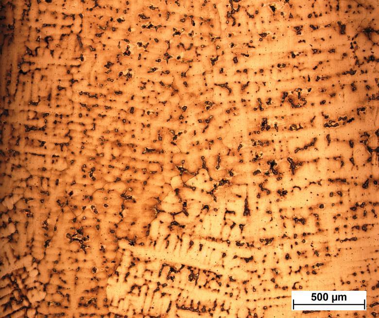 65 Figura 37 Micrografia-Liga 3 fundida-ataque: Metabissulfito de Sódio-Aumento 50x.