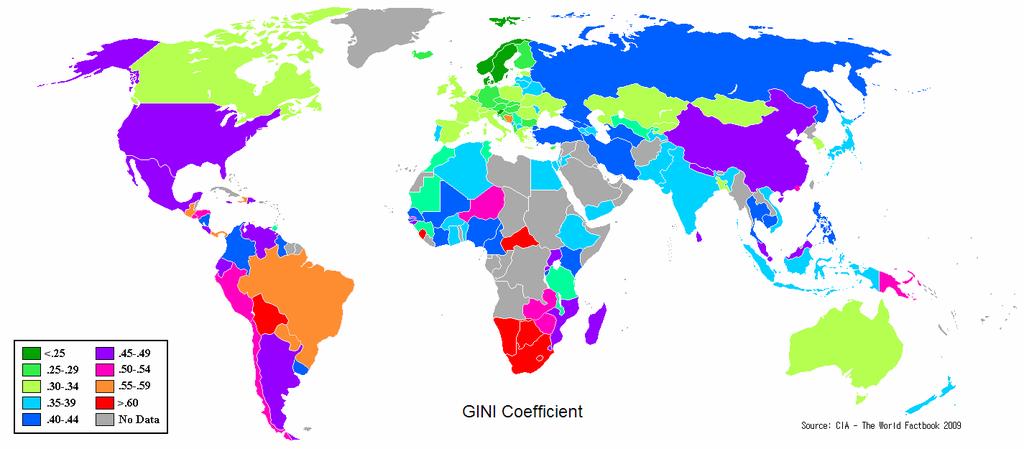 GINI Index Social Inequalities The Gini index is a measure of statistical dispersion and is used as a measure of inequality of wealth (eg.