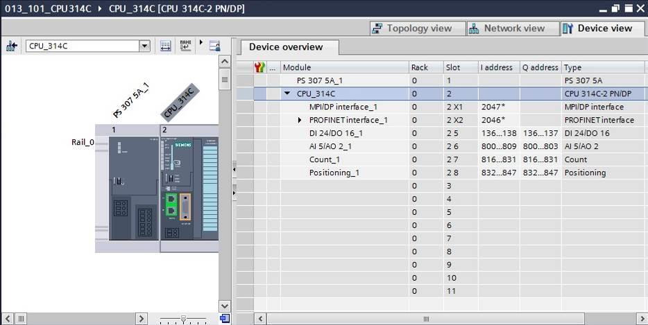 7.6 Configurar a área de endereço das entradas, assim como, das saídas digitais e analógicas Certifique-se na seção "Device overview" (Visão geral dos dispositivos), que as entradas digitais