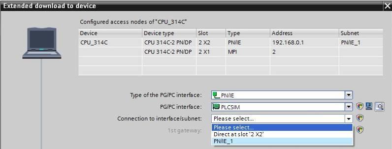 interface/subnet (Conexão com interface/sub-rede) "PN/IE_1"