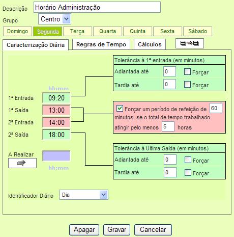 Utilizadores: Horários Semanais Um horário semanal corresponde aos períodos de trabalho de um funcionário, com as suas excepções e tolerâncias.