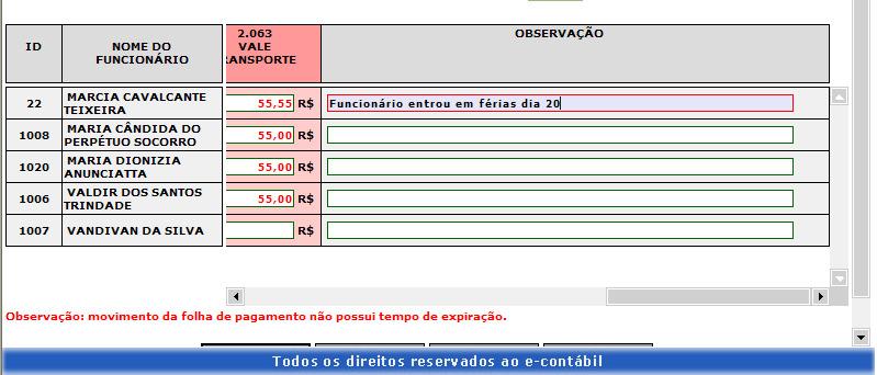 Observações Figura 5 Movimento de Folha -