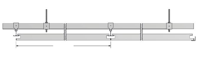 Sistema de montagem: Estrutura dupla com perfil oculto (montagem alternativa) 100 mm Componentes Medida variável* (*) Medida