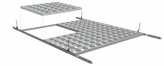 Sistema de montagem* Componentes Módulo 600x600 mm (Peça A + Peça B + Peça L) (*) Para garantir a uniformidade e um correcto funcionamento deste sistema de tecto é necessário que a montagem seja