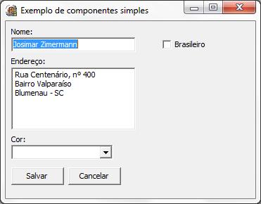 primeiras caixas de seleção, componente TComboBox da VCL, não foram selecionados nos componentes traduzidos.