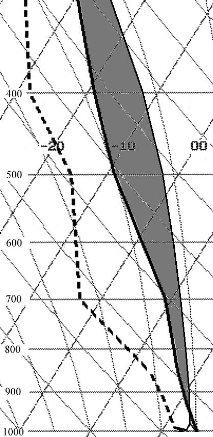 910 hpa. Nestas situações foi observada CAPE+, aproximadamente, desde 700 hpa até acima de 300 hpa, cujo valor atingiu 1082 J/kg.