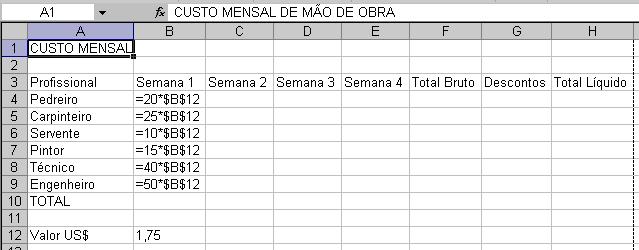 11 EXERCÍCIO 03: FÓRMULAS E FORMATAÇÃO 1.