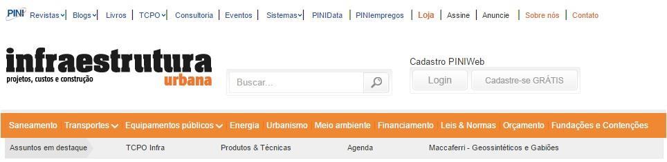 Assuntos atualizados dinamicamente e Texto LINK de Clientes www.infraestruturaurbana.pini.com.