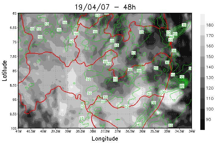 712 Análise comparativa da precipitação prevista pelo Brams com a nebulosidade e.