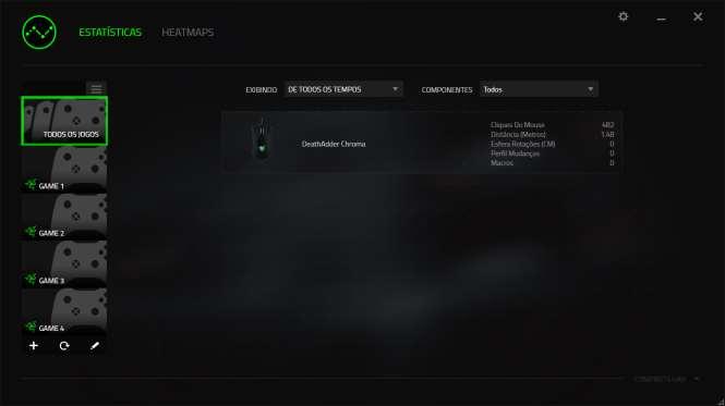 Lista de jogos Estatísticas e heatmaps funcionam registrando o uso de todos os dispositivos suportados por cada jogo.