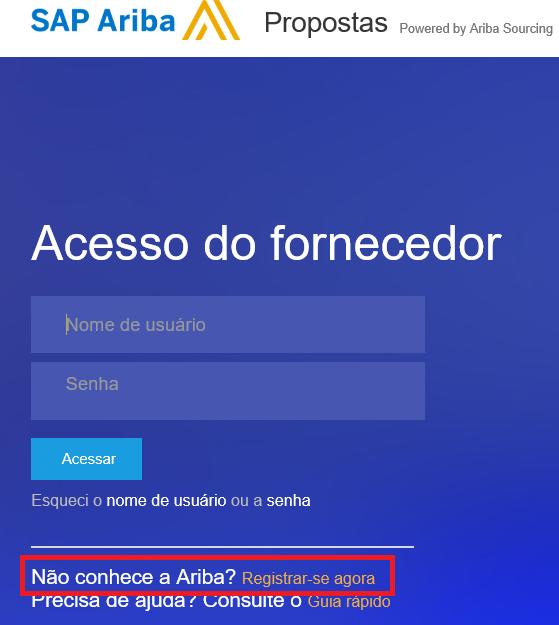 I. Criação de conta pelo próprio fornecedor I.1. Registro no site 1.