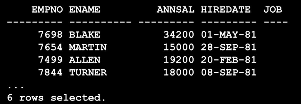 Adicionando uma Coluna Use a cláusula ADD para adicionar colunas SQL> ALTER TABLE dept30 2 ADD (job VARCHAR2(9)); Table altered.