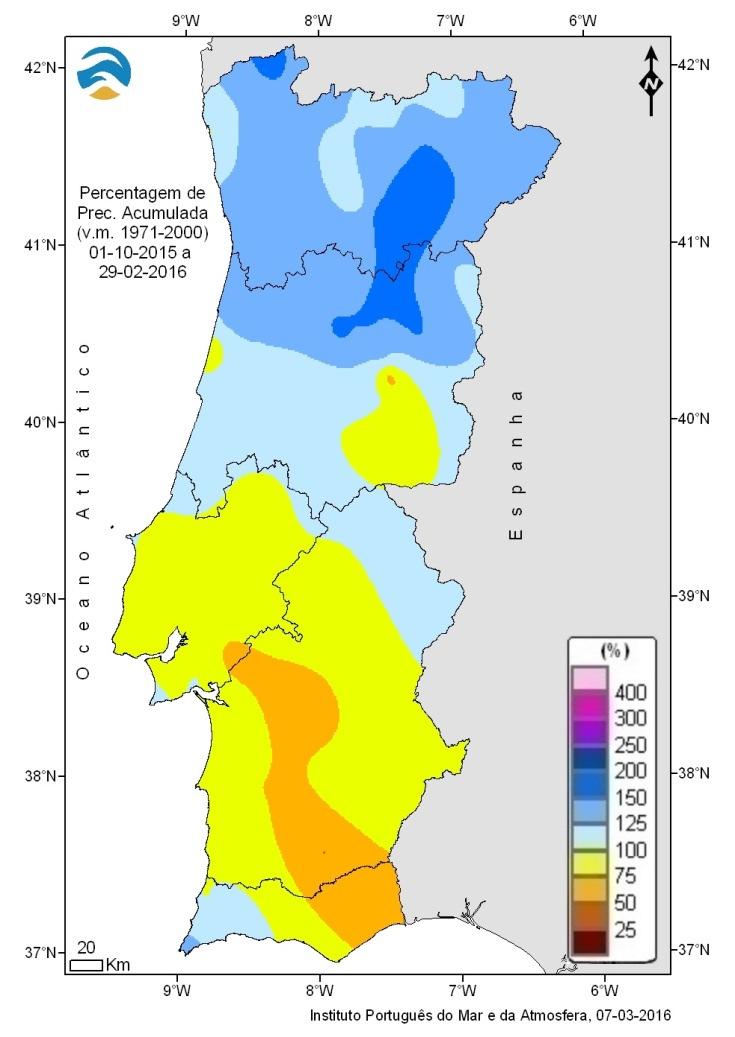 Figura 2 - Precipitação mensal acumulada no ano hidrológico 2015/16 e média da