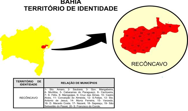 195 Figura 1. Localização dos municípios perscrutados para as análises de carne bovina colhidas nas feiras livres de nove municípios do Recôncavo da Bahia, entre os meses de março a maio de 2013.
