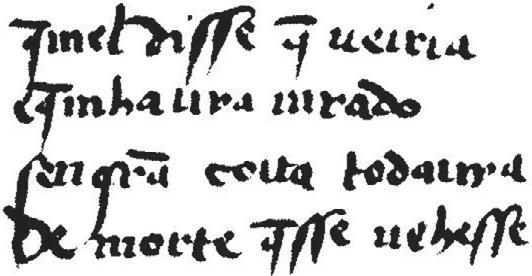 256 GLADIS MASSINI-CAGLIARI Figura 4.2. Notação de ditongo resultante de sândi em B. Trecho da cantiga B696, de João Lopes de Ulhoa.
