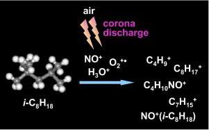 Positive APCI spectra of n-octane in synthetic air at 30 C, Vcone 1 V and at different