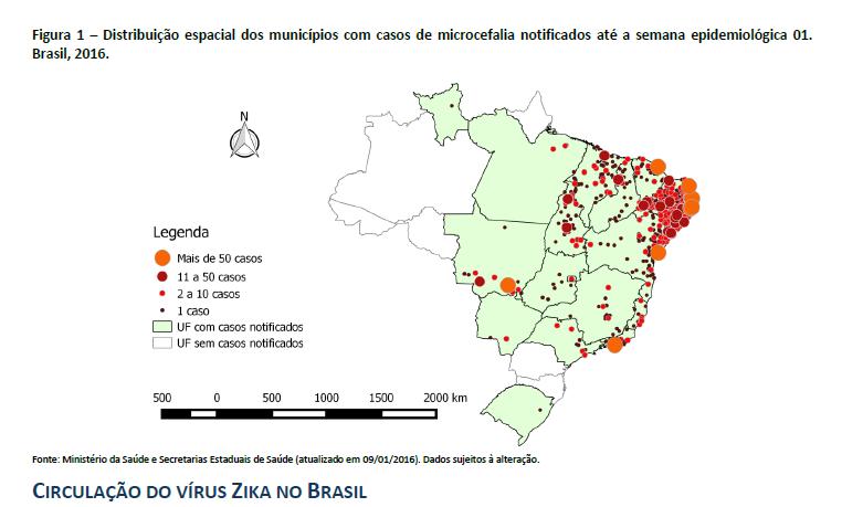 Spatial distribution of suspected notified cases of microcephaly by municipality 739 (738 NE) 3530 (3130 NE)