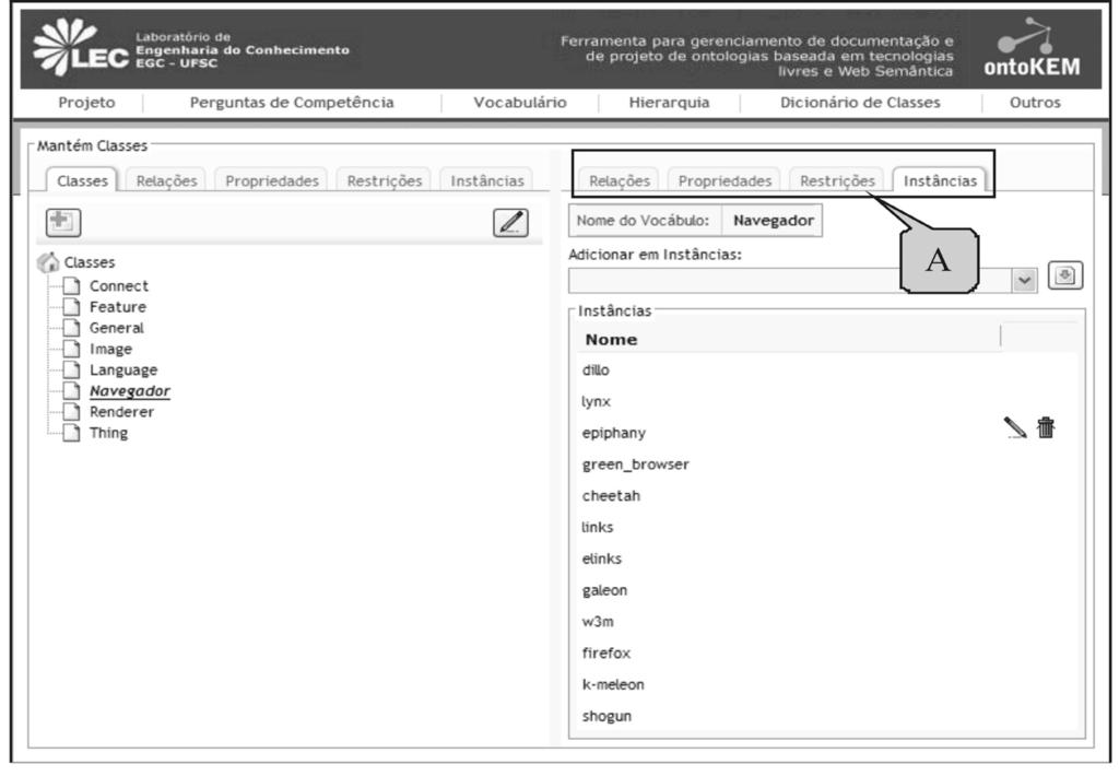 RAUTENBERG, S. et al. mapeamento das instâncias para uma classe denominada Navegador, sendo que os demais mapeamentos podem ser percebidos na seleção de outras opções (A).