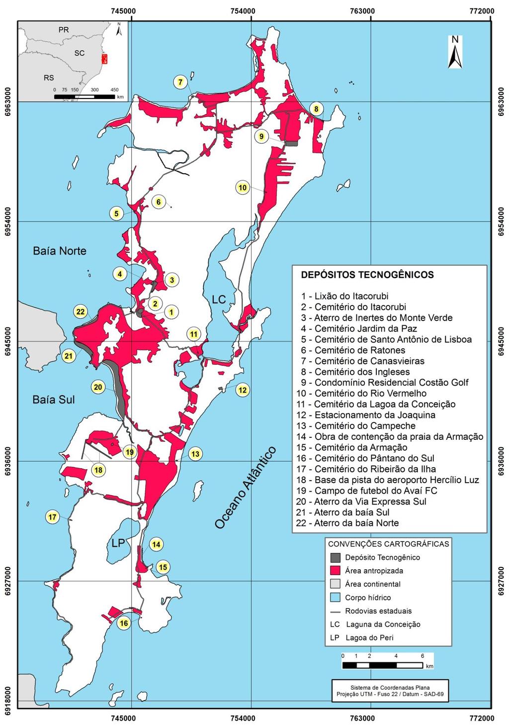 Figura 10 Mapa dos depósitos tecnogênicos da