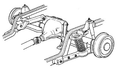 Figura 3.6 Suspensão traseira do tipo quatro barras Fonte: Gillespie, 1992 (p. 240) c) Suspensão De Dion A suspensão De Dion, ilustrada na Figura 3.