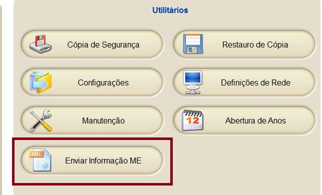 5. Outras situações a ter em consideração 5.1 Na área de Utilitários passa a existir apenas uma opção para o Envio de Informação para o ME.