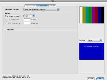 525/60 (30Mb/s) Eventos não esportivos MPEG IMX 525/60 (40Mb/s); Programas do Multishow / GNT MPEG