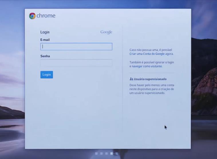 Após esses passos você verá os Termos do Google Chrome OS.