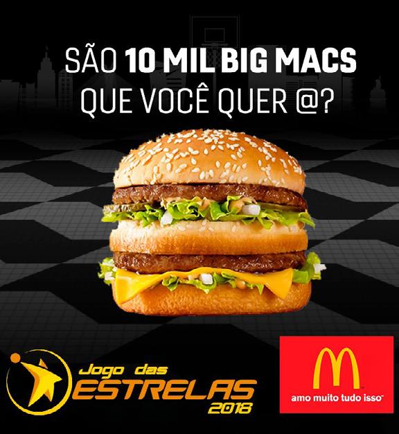 McDonald's fecha aporte e dará sanduíche no Jogo das Estrelas Em um movimento pouco comum no mercado brasileiro, a rede de lanchonetes McDonald's vai patrocinar uma liga esportiva.