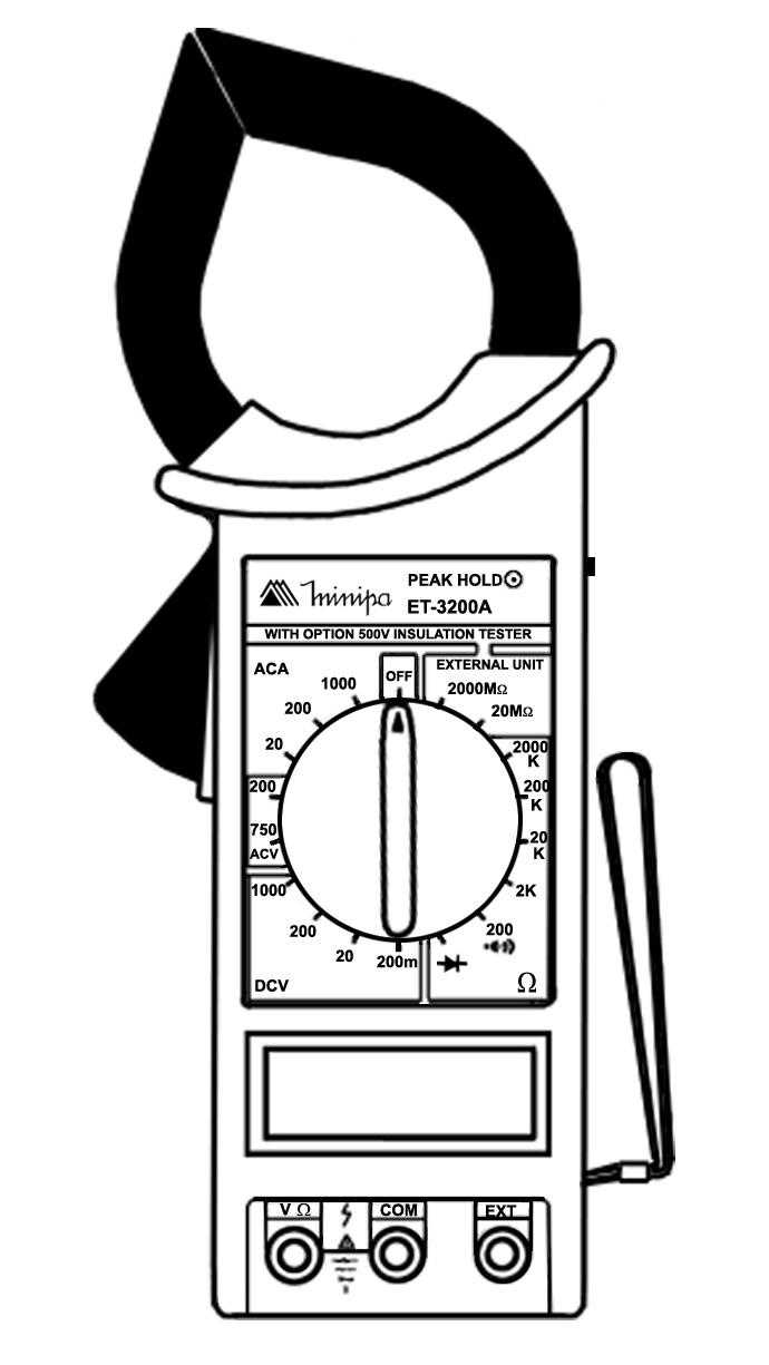 ALICATE AMPERÍMETRO DIGITAL Digital Clamp Meter Pinza Amperimétrica Digital ET-3200A * Imagem meramente ilustrativa.