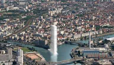 re-utilizar as construções existentes acrescentando terraços, varandas e novos pisos superiores com novas funções. (vide fig. p. ) Equipe Grumbach & Associados Essa equipe apresenta um projeto ousado e utópico: Metrópole Sena.