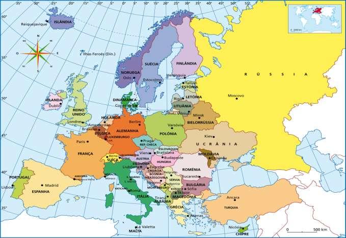 O CONTINENTE EUROPEU é o segundo menor continente do mundo, sendo maior apenas do que a Oceania. Sua extensão é de, aproximadamente, 10.180.