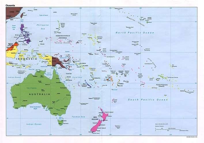 É o menor continente do planeta, a OCEANIA é composta por 14 países.