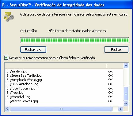 Aceder ao SecurDisc Fig. 6: Janela SecurDisc - Detecção de dados alterados 1. Clique no botão Fechar.