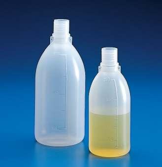 PRODUCTO IDÓNEO AL CONTACTO CON ALIMENTOS. Autoclavable, graduated bottle meeting Food and Drug regulations with pictograms. Very sturdy, ruptureproof bottle.