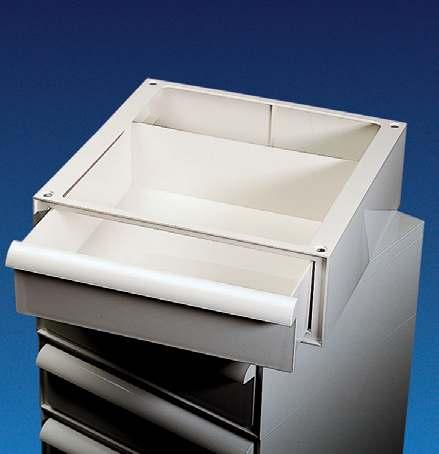 The maximum number of drawers is dictated by the height of the user. Castors can also be used to create a movable station. Each drawer can accommodate 10 921 slide supports.