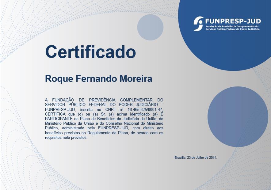 Documentos disponíveis no Portal do Participante Certificado do