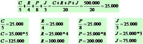 000,00, quanto receberá cada amigo, considerando que a divisão será proporcional à quantia que cada um investiu? c) Duas pessoas investiram R$ 45.000,00 e R$ 30.