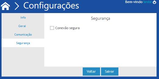 5.4. Menu Configurações: Aba Segurança Na aba das configurações de segurança é possível configurar os recursos de segurança fornecidos pelo Prisma