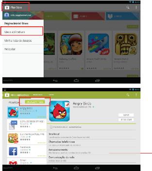 Como atualizar seus aplicativos Para atualizar os aplicativos instalados em seu tablet, clique no ícone da Play Store.