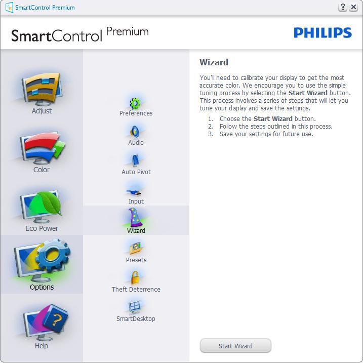 3. Optimização da imagem Utilização pela primeira vez Assistente Ao utilizar o SmartControl Premium, pela primeira vez após