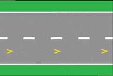 M21 - Marcas de segurança Recomendam a distância de segurança a observar para o afastamento em relação ao veículo precedente, são marcas equidistantes de cor amarela representadas