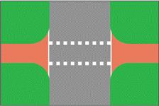 Linha de cedência de passagem com símbolo triangular Consiste numa linha transversal descontínua e indica o local da eventual paragem, quando a