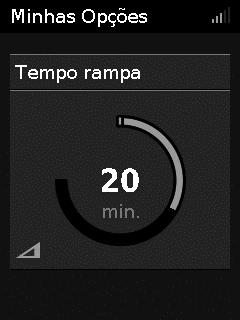 tratamento prescrita. Poderá definir o seu Tempo rampa como Desl ou 5 a 45 minutos. Para ajustar o tempo de rampa: 1.